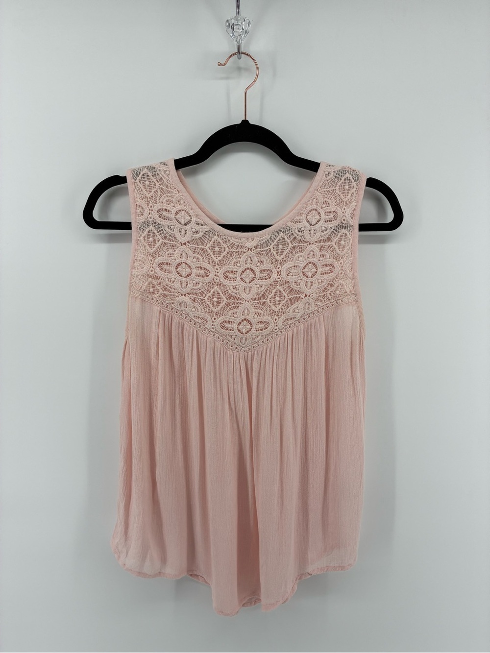 Kismet Lace Yoke Sheer Embroidered Camisole - Blush Pink